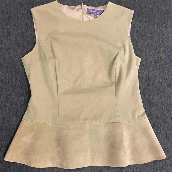 Ralph Lauren Collection Purple Label Runway Leather Suede Blouse Top Peplum 10 M - Picture 6 of 12